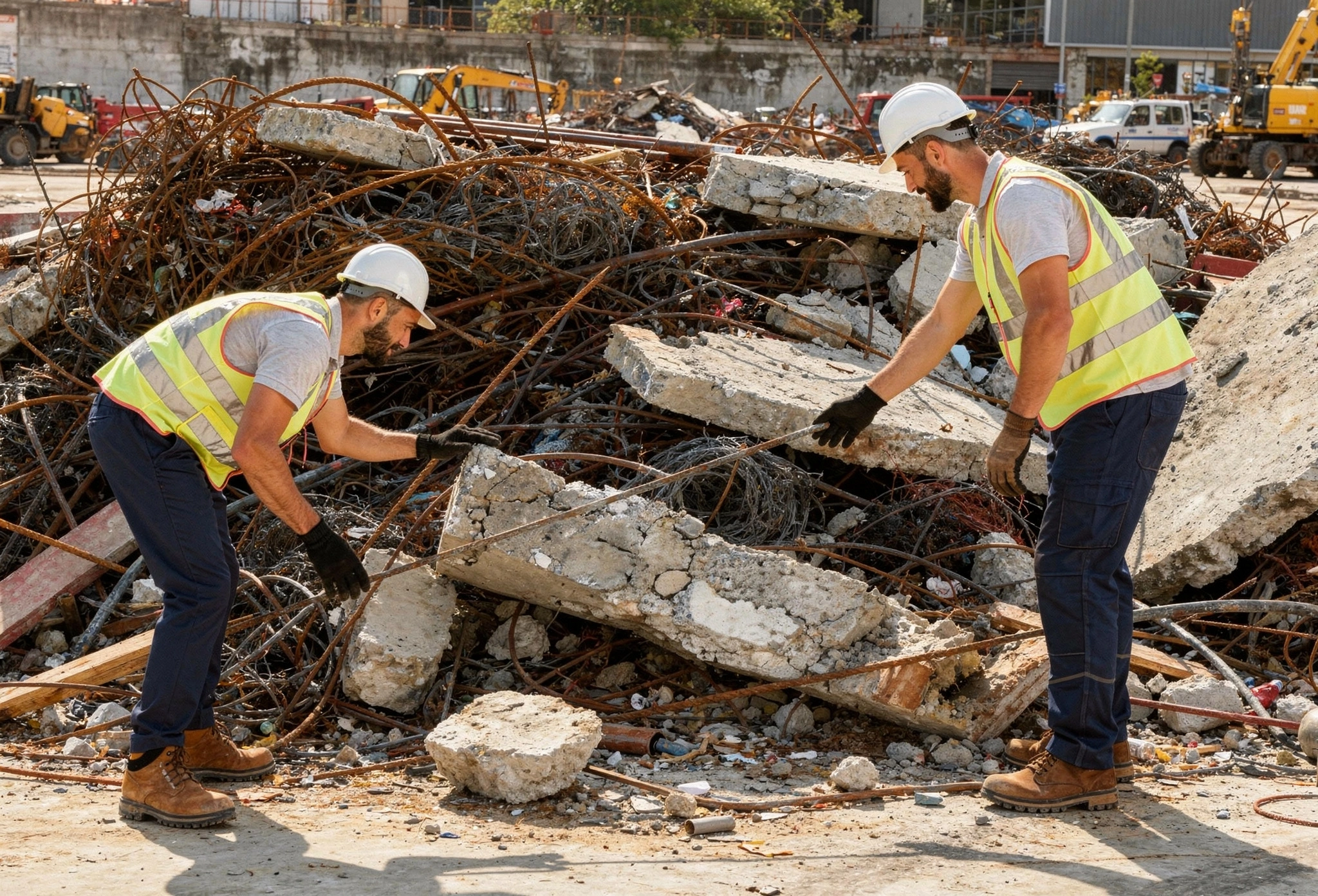 Heavy construction debris and rebar removed safely by Dump Pro LA in Los Angeles