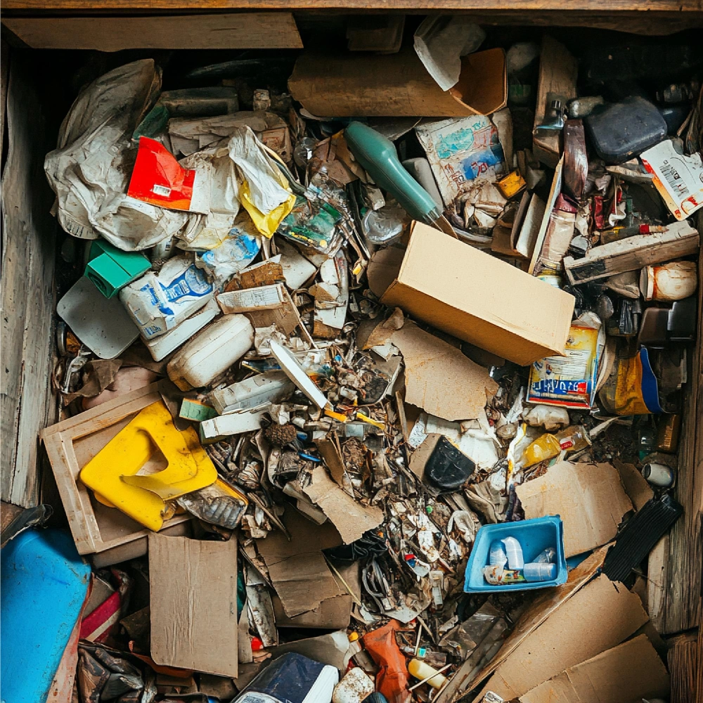 Overflowing dumpster filled with mixed junk materials removed by Dump Pro LA in Los Angeles