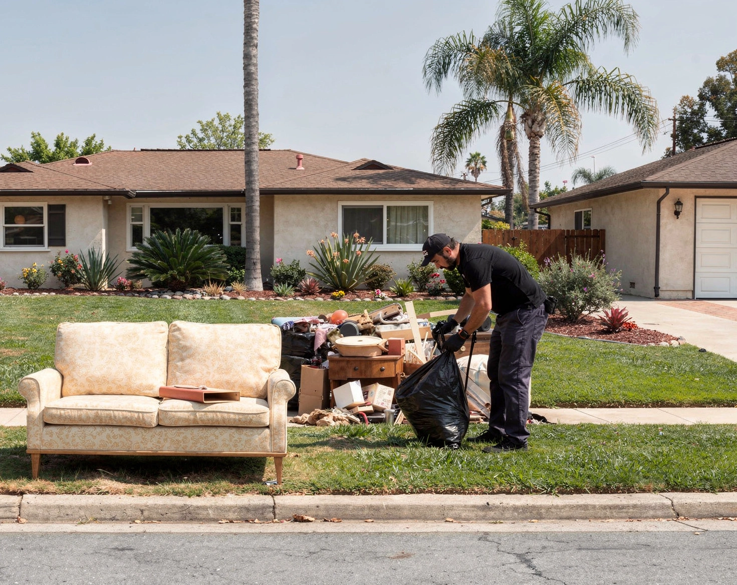 Curbside residential junk including furniture and household items removed by Dump Pro LA in Los Angeles